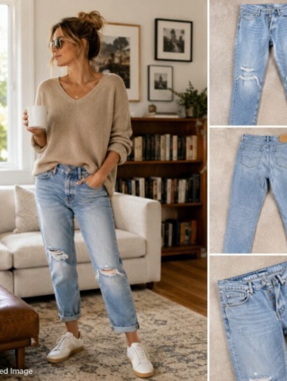 Rag & Bone Rosa Mid Rise Boyfriend Jeans Womens 29 Distressed Light Wash Denim